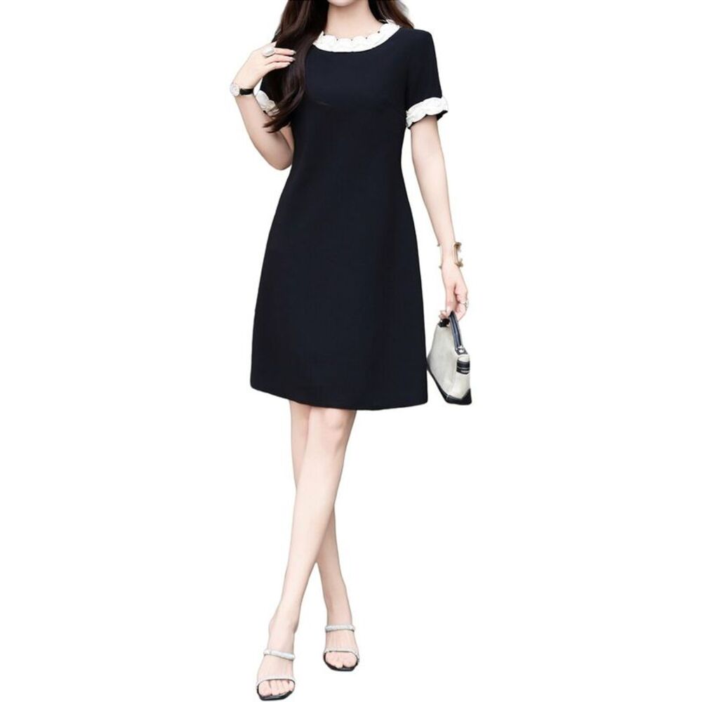 Burryco Womens  Short Sleeve Mini Dress, Black